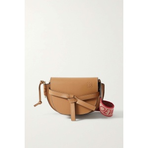 LOEWE Gate mini canvas jacquard-trimmed leather shoulder bag