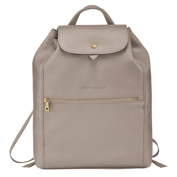 LONGCHAMP LE FOULONNÉ 系列牛皮前口袋翻蓋後背包 (斑鳩灰) 1