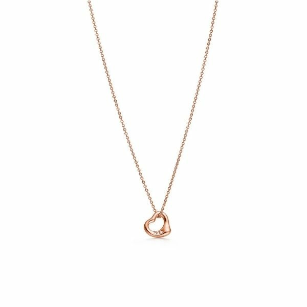 Tiffany & Co. Open Heart Pendant in 18k Rose Gold with Diamonds 1