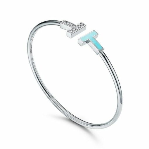 Tiffany & Co. Diamond and Turquoise Wire Bracelet in 18k White Gold 3