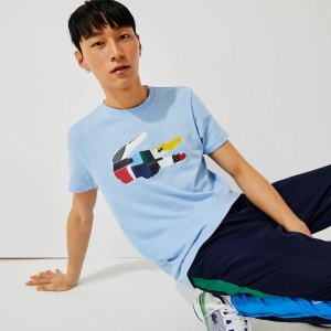 LACOSTE Men's Lacoste SPORT Patchwork Crocodile Print Cotton T-shirt 男款拼布鱷魚印花棉質T