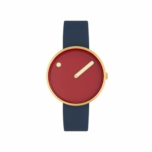 PICTO 34 MM / CINNAMON RED DIAL / MIDNIGHT BLUE LEATHER STRAP 手錶