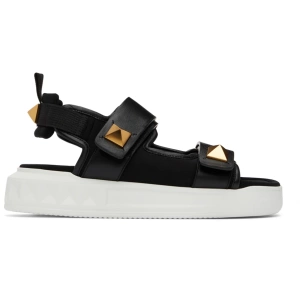 VALENTINO GARAVANI Black Roman Stud Sandals