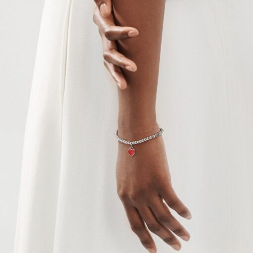 TIFFANY Red Heart Tag Bead Bracelet 2