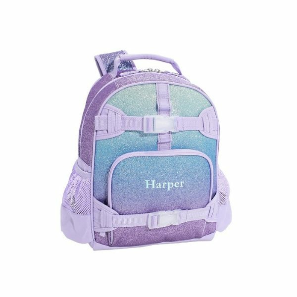 Pottery Barn Kids Mackenzie Lavender/Aqua Ombre Sparkle Glitter Backpacks 1