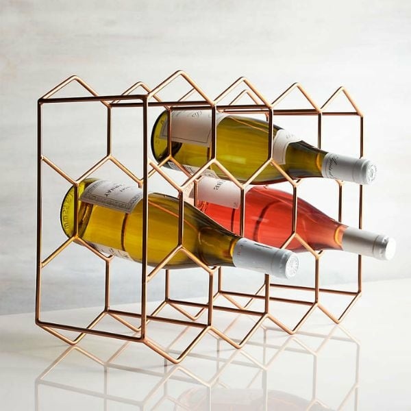 Crate & Barrel 11-Bottle Wine Rack Copper 酒架 1