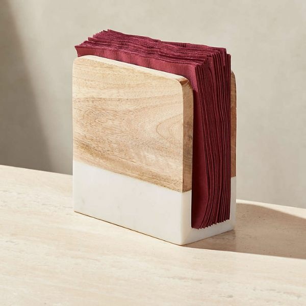 Crate & Barrel Wood and Marble Napkin Holder 餐巾架 1