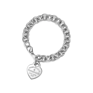 TIFFANY Heart Tag Bracelet in Sterling Silver with a Diamond
