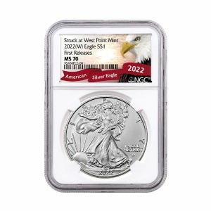 2022-(W) American Silver Eagle Struck at West Point Mint NGC MS70 FR Exclusive Eagle Label