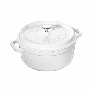 STAUB CAST IRON 4 QT, ROUND, COCOTTE, WHITE - VISUAL IMPERFECTIONS