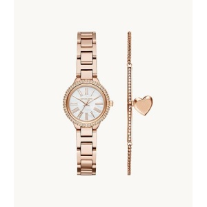 Michael Kors Women's Taryn Three-Hand Rose Gold-Tone Stainless Steel Watch Set