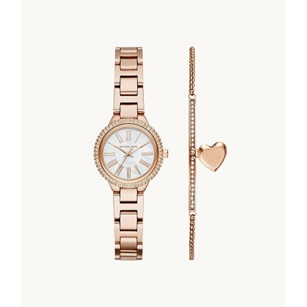 Michael Kors Women's Taryn Three-Hand Rose Gold-Tone Stainless Steel Watch Set 1