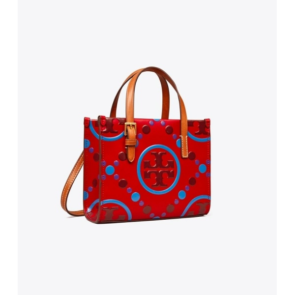 Tory Burch Mini T Monogram Contrast Embossed Square Tote 1