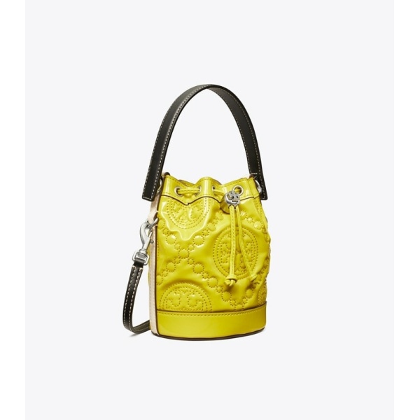 Tory Burch Mini T Monogram Embroidered Patent Bucket Bag 1