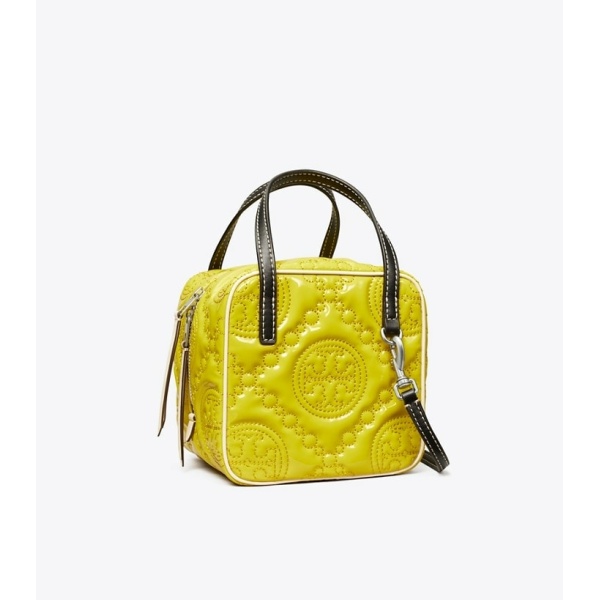 Tory Burch T Monogram Embroidered Patent Cube 1