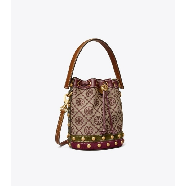 Tory Burch T Monogram Jacquard Studded Mini Bucket Bag 1