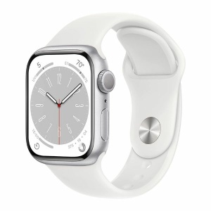 Apple Watch Series 8 [GPS 41mm] Smart Watch w/Silver Aluminum Case with White Sport Band 智慧型手錶