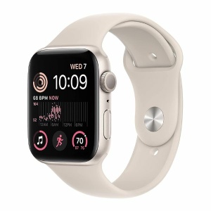Apple Watch SE (2nd Gen) [GPS 44mm] Smart Watch w/Starlight Aluminum Case & Starlight Sport Band 智慧型手錶