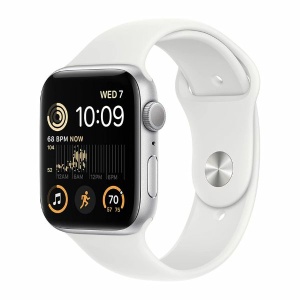 Apple Watch SE (2nd Gen) [GPS 44mm] Smart Watch w/Silver Aluminum Case & White Sport Band 智慧型手錶