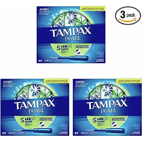 Tampax Pearl Super Absorbency, with Leakguard Braid, Unscented, Unscented 1