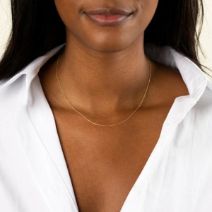 A&M 14K Gold Thin Baby Cable 18" Chain Necklace