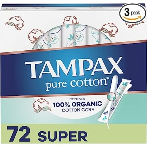 Tampax Pure Cotton, Contains 100% Organic Cotton Core, Super Absorbency, Unscented