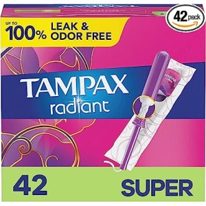 Tampax Radiant with LeakGuard Braid, Super Absorbency, Unscented