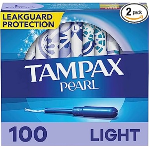 Tampax Pearl Light Absorbency, With Leakguard Braid, Unscented