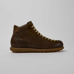 CAMPER Pelotas Dark brown leather ankle boots for men