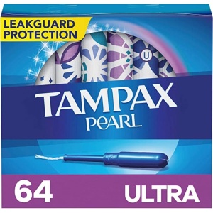 Tampax Pearl Ultra Absorbency with BPA-Free Plastic Applicator and LeakGuard Braid, Unscented