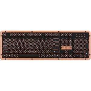 Azio Retro Classic Bluetooth 5.0 Wireless/USB Wired Vintage Backlit Leather Mechanical Keyboard