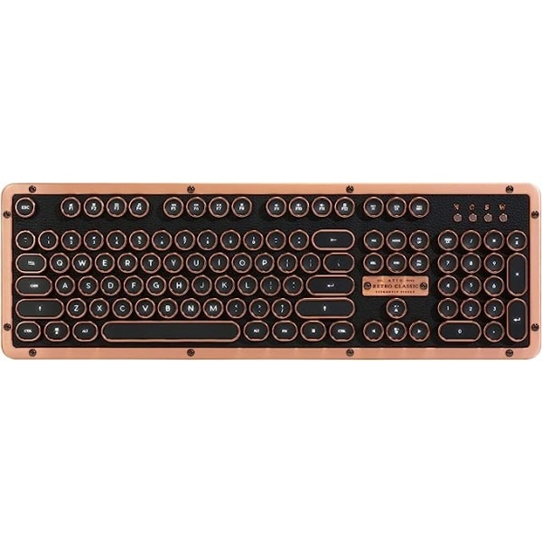Azio Retro Classic Bluetooth 5.0 Wireless/USB Wired Vintage Backlit Leather Mechanical Keyboard 1