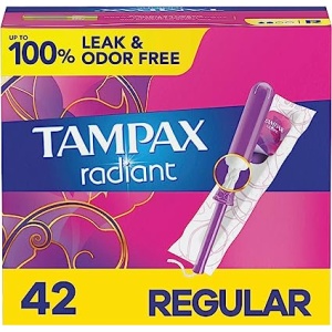 Tampax Radiant with LeakGuard Braid, Regular Absorbency, Unscented