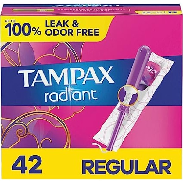 Tampax Radiant with LeakGuard Braid, Regular Absorbency, Unscented 1
