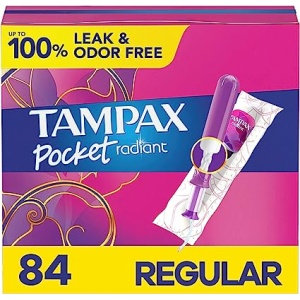 Tampax Pocket Radiant Compact Plastic, With LeakGuard Braid, Regular Absorbency, Unscented