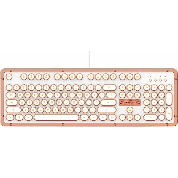 Azio Retro Classic USB USB Wired Leather Vintage Backlit Mechanical Keyboard 1