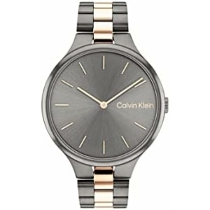 Calvin Klein Women's Quartz Ionic Plated Two Tone Grey and Carnation Steel Link Bracelet Watch ck 手錶