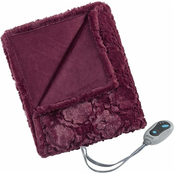Beautyrest Brushed Long Fur Electric Throw Blanket Ogee Pattern Warm and Soft Heated Wrap with Auto Shutoff 1