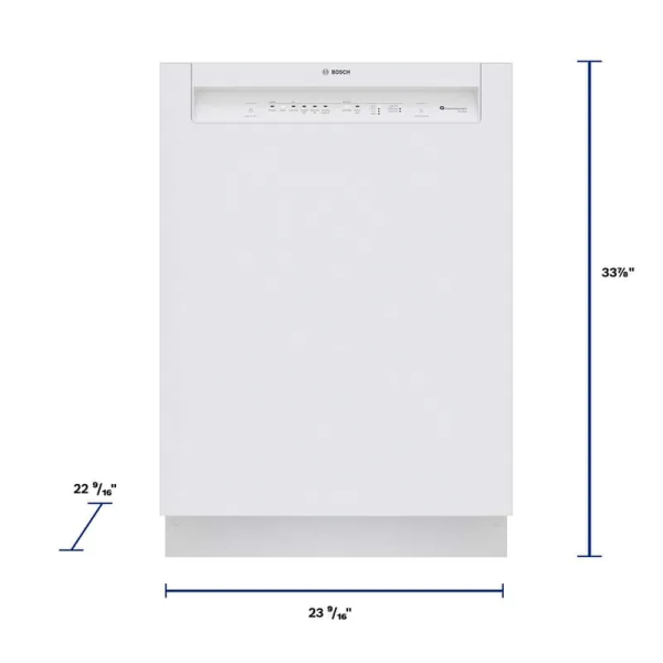 Bosch 100 Series 24 in. White Front Control Tall Tub Dishwasher with Hybrid Stainless Steel Tub, 50 dBA 洗碗機 3