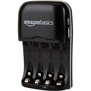 Amazon Basics Battery Charger for AA & AAA Nickel-Metal Hydride batteries (Ni-MH) With USB Port, Black