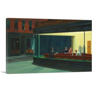 ARTCANVAS Nighthawks 1942 Canvas Art Print Stretched Framed Painting Picture Poster Giclee Wall Decor by Edward Hopper