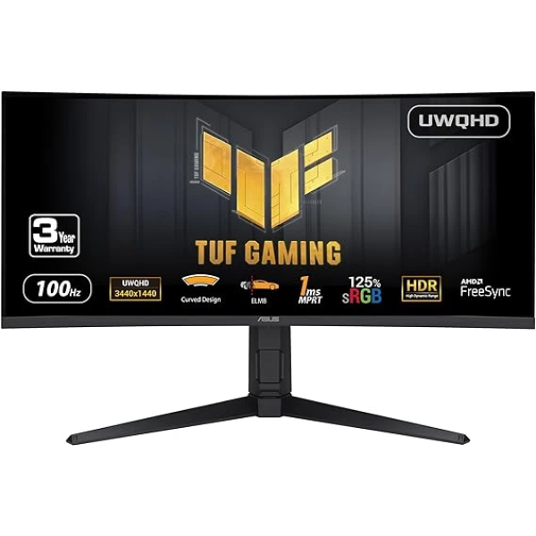 ASUS TUF Gaming 34” Ultra-Wide Curved HDR Monitor (VG34VQEL1A) 電競螢幕 1