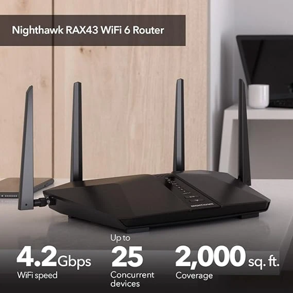 NETGEAR Nighthawk WiFi 6 Router (RAX43) 5-Stream Dual-Band Gigabit Router 2