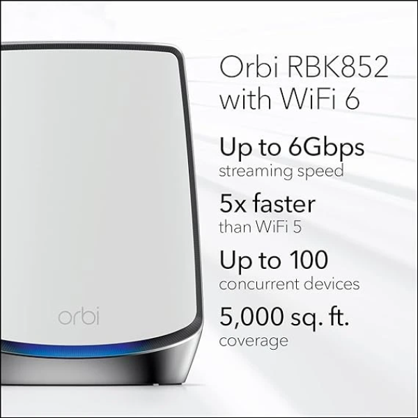 NETGEAR Orbi Whole Home Tri-band Mesh WiFi 6 System (RBK852) 3