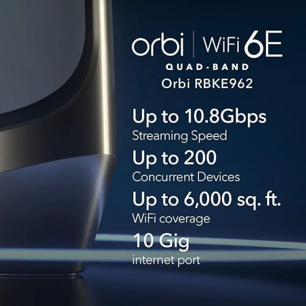 NETGEAR Orbi Quad-Band WiFi 6E Mesh System (RBKE962) 2