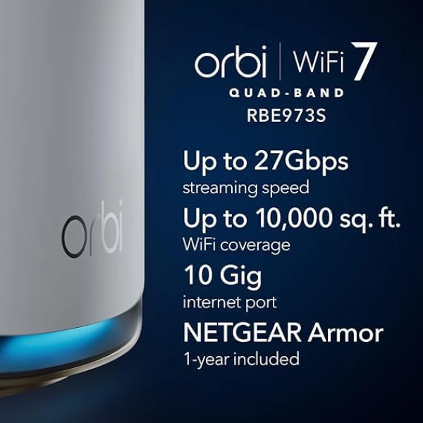 NETGEAR Orbi 970 Series Quad-Band WiFi 7 Mesh Network System (RBE973S) 2