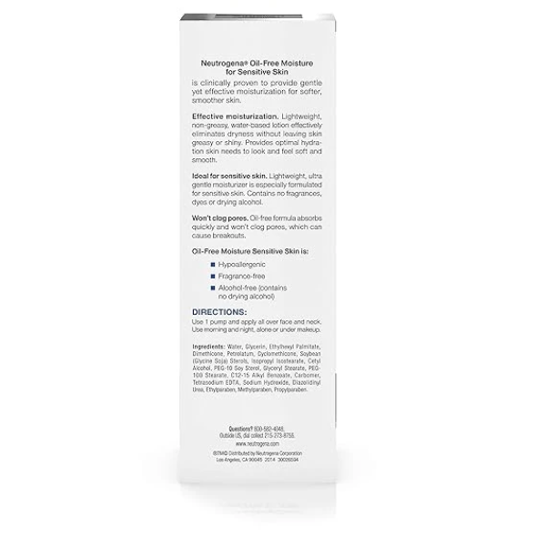 Neutrogena Oil Free Moisture Daily Hydrating Facial Moisturizer & Neck Cream with Glycerin - Fast Absorbing Ultra Gentle Lightweight Face Lotion & Sensitive Skin Face Moisturizer 3