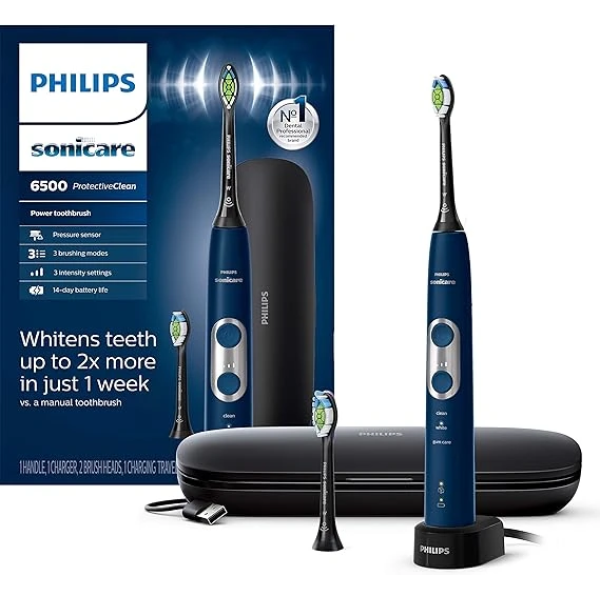Philips Sonicare ProtectiveClean 6500 Rechargeable Electric Power Toothbrush with Charging Travel Case and Extra Brush Head 1