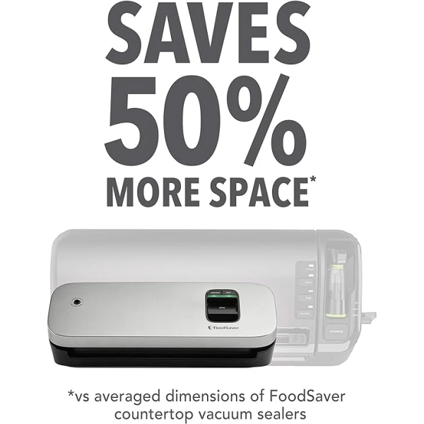FoodSaver Space Saving Vacuum Sealer Machine with Sealer Bags and Roll for Airtight Food Storage and Sous Vide 2