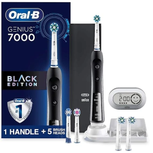 Oral-B Pro 7000 SmartSeries Black Electronic Power Rechargeable Toothbrush with 2 CrossAction Replacement Brush Heads